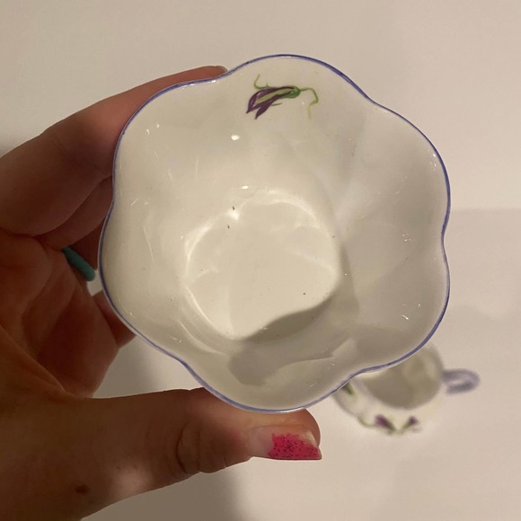 Shelley England Fine Bone China Violets 13821 Creamer and Sugar - Picture 3 of 11